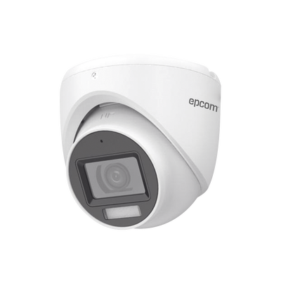 DUAL LIGHT Camera (IR + WHITE LIGHT) / 2 Megapixel TurboHD Dome (1080p) / White Light 20 m / 106° Wide Angle / 2.8 mm Lens / 30 m IR EXIR / Outdoor IP67 / 4 Technologies / Integrated Microphone