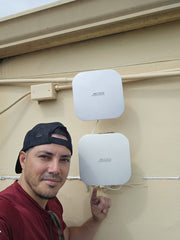 Wireless connections with long-range antennas.  "these services contact before for quote"