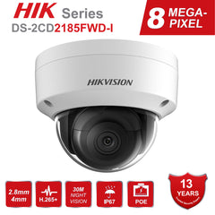 Hikvision 8MP POE IP Camera DS-2CD2185FWD-I Outdoor 4K Network Dome security CCTV Camera SD card 30m IR H.265+