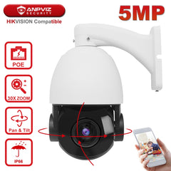 Hikvision Compatible Anpviz 5MP PTZ IP Camera Outdoor 30X Zoom 4.7-94mm Speed Dome POE Surveillance Camera 80m IR Onvif IP66