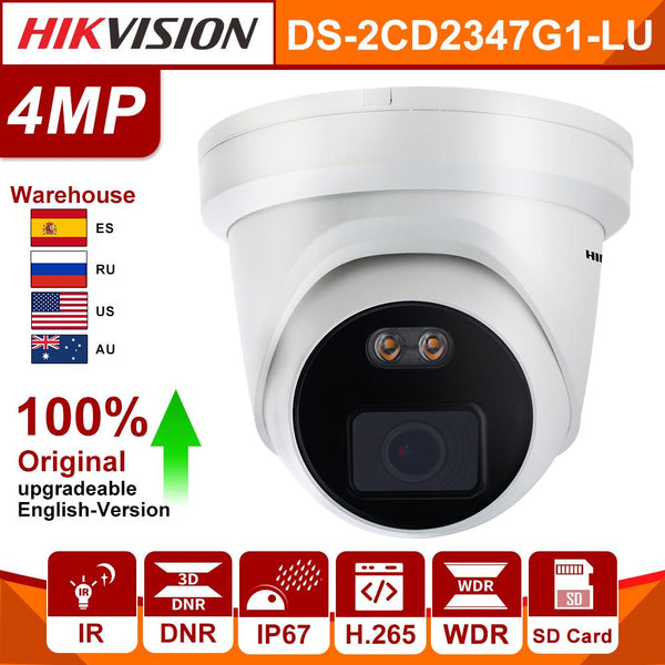 Original Hikvision IP Camera ColorVu DS-2CD2347G1-L 4MP Network Bullet POE Camera WDR colorful H.265 CCTV Camera SD Card Slot