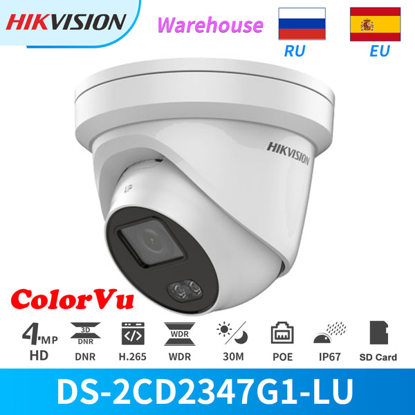 Hikvision Original 4MP ColorVu Fixed Turret Network IP Camera EasyIP4.0 DS-2CD2347G1-LU Bullet POE SD Card Slot Full Time Color