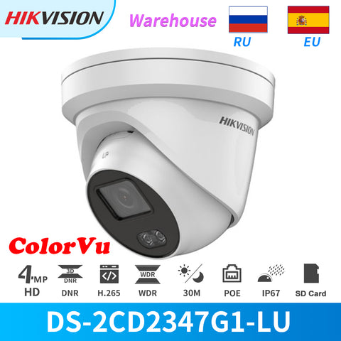 Hikvision Original 4MP ColorVu Fixed Turret Network IP Camera EasyIP4.0 DS-2CD2347G1-LU Bullet POE SD Card Slot Full Time Color