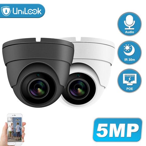 UniLook 5MP Dome POE IP Security Camera Audio Built in Microphone Hikvision compatible Outdoor CCTV Camera IR 30m H.265